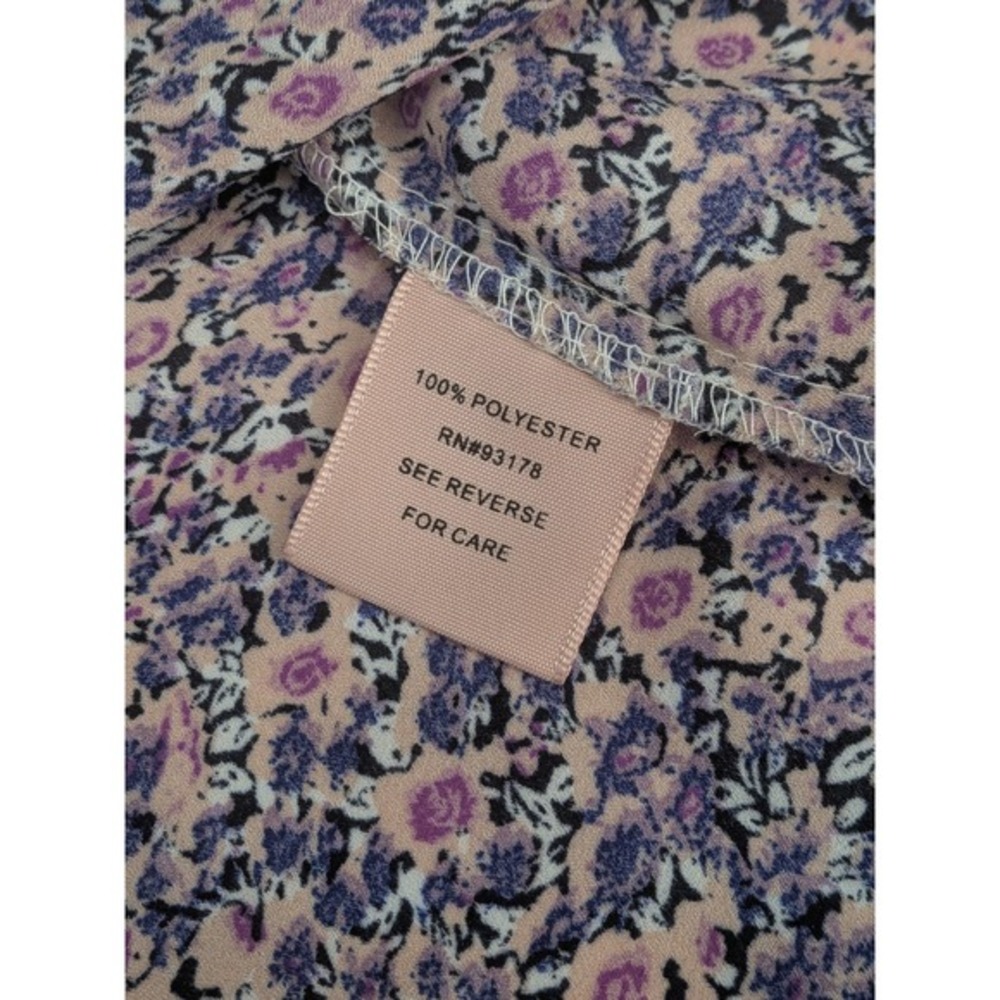 Philosophy Republic Clothing Blue Purple Floral Split Neck Sleeveless Blouse S - Picture 6 of 8